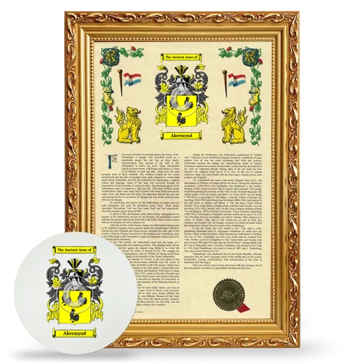 Akermynd Framed Armorial History and Mouse Pad - Gold