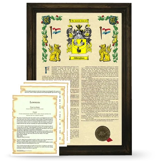 Akkerghan Framed Armorial History and Symbolism - Brown