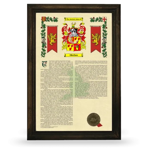 Okerhan Armorial History Framed - Brown