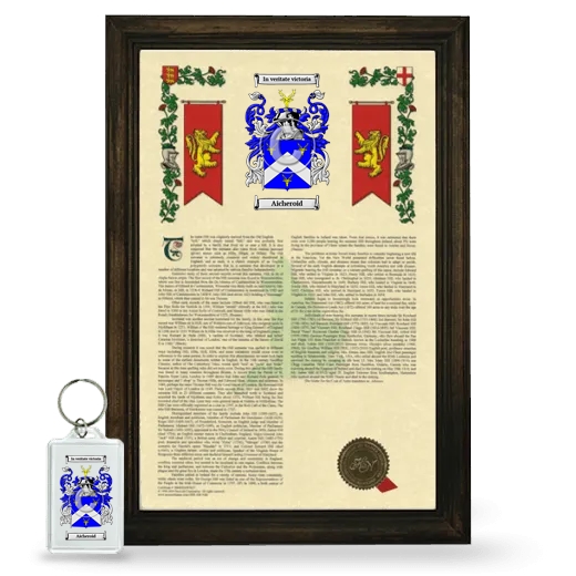 Aicheroid Framed Armorial History and Keychain - Brown