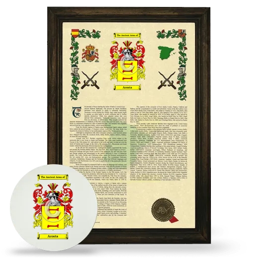 Acosta Framed Armorial History and Mouse Pad - Brown