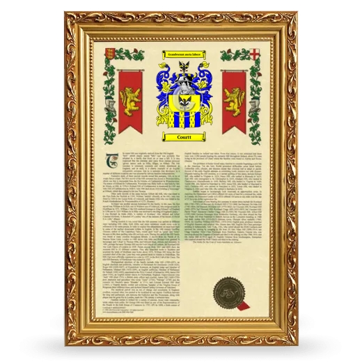 Courtt Armorial History Framed - Gold