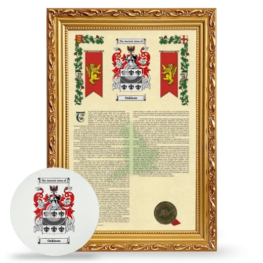 Oakison Framed Armorial History and Mouse Pad - Gold