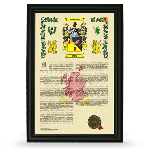 Odeir Armorial History Framed - Black