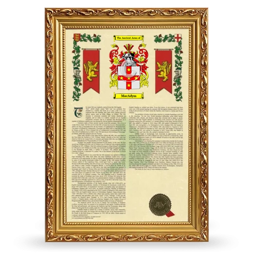 MacAdym Armorial History Framed - Gold