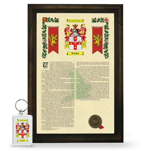 McAdym Framed Armorial History and Keychain - Brown