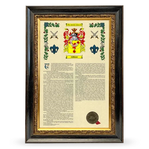 Addame Armorial History Framed - Heirloom