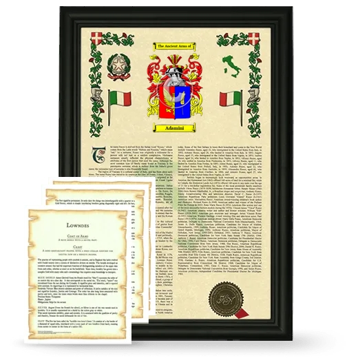 Adamini Framed Armorial History and Symbolism - Black