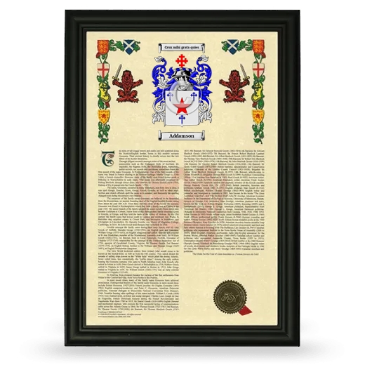 Addamson Armorial History Framed - Black