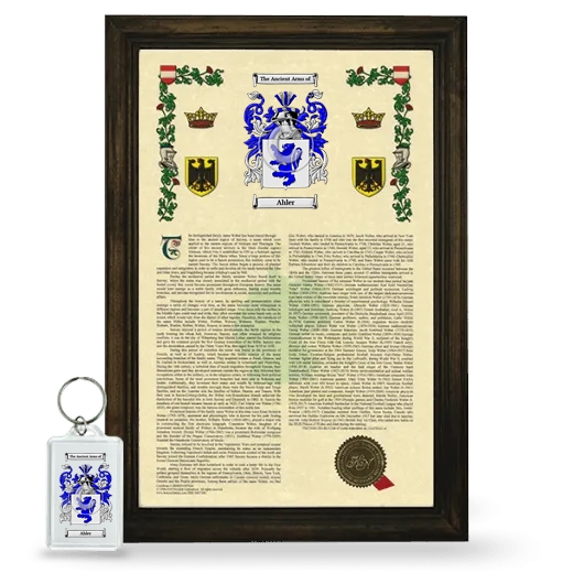 Ahler Framed Armorial History and Keychain - Brown