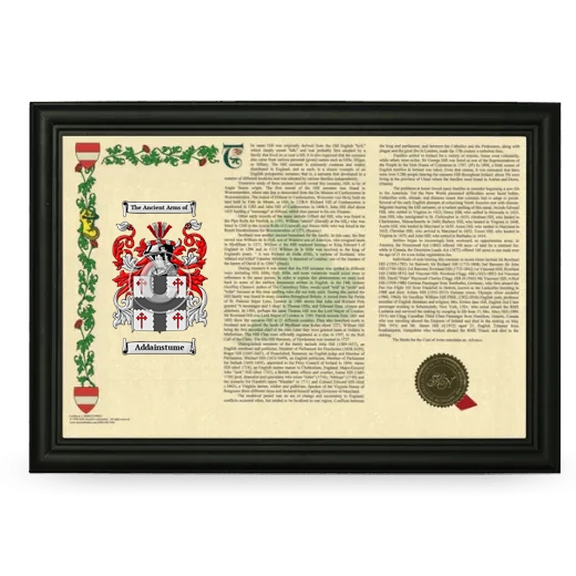 Addainstume Armorial Landscape Framed - Black