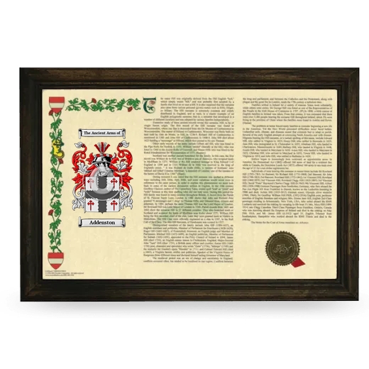 Addenston Armorial Landscape Framed - Brown