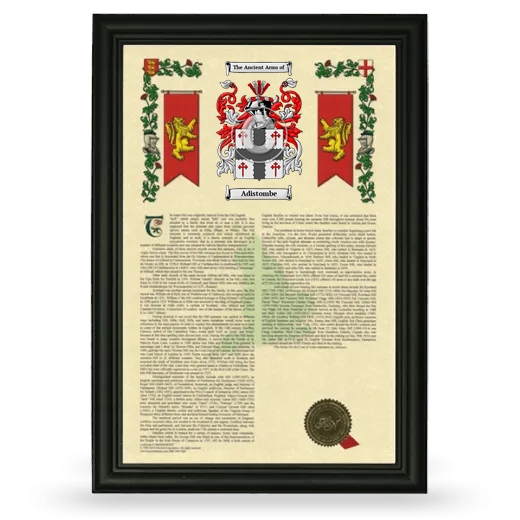 Adistombe Armorial History Framed - Black