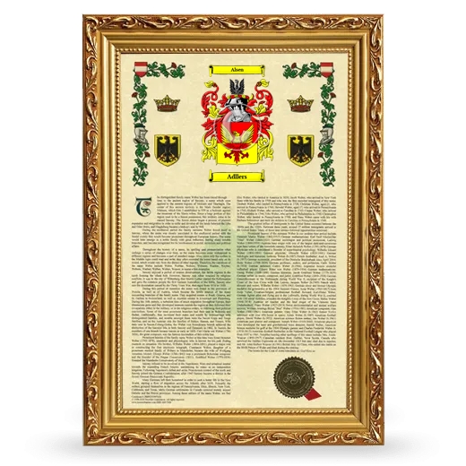 Adllers Armorial History Framed - Gold