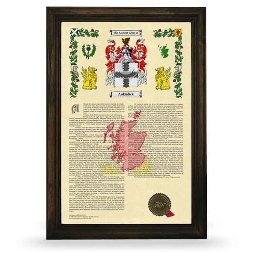 Aukinlick Armorial History Framed - Brown