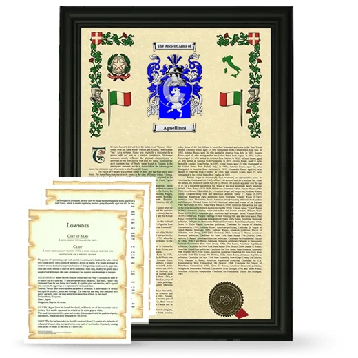 Agnellinni Framed Armorial History and Symbolism - Black