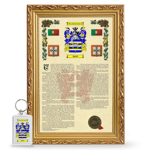 Agosti Framed Armorial History and Keychain - Gold