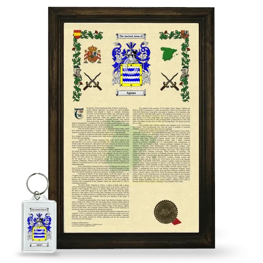 Aguas Framed Armorial History and Keychain - Brown