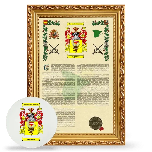 Agueras Framed Armorial History and Mouse Pad - Gold