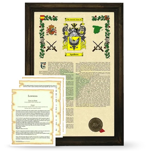 Aguilerra Framed Armorial History and Symbolism - Brown