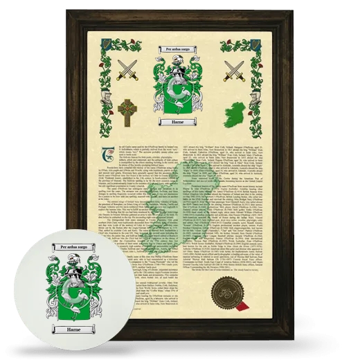 Harne Framed Armorial History and Mouse Pad - Brown