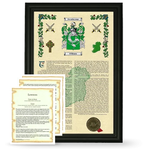 O'Hearn Framed Armorial History and Symbolism - Black