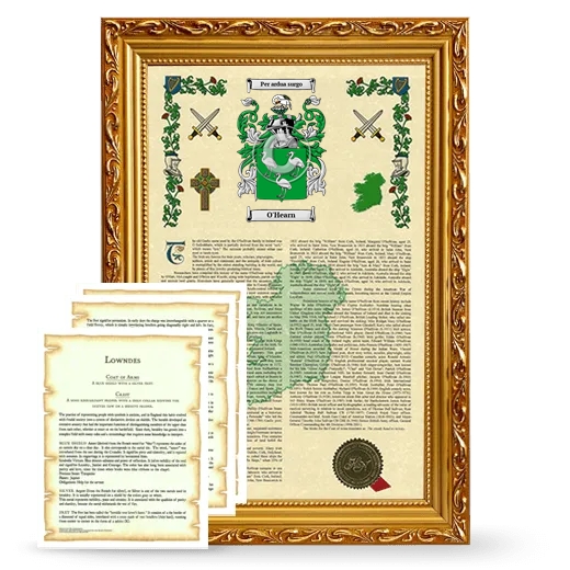 O'Hearn Framed Armorial History and Symbolism - Gold