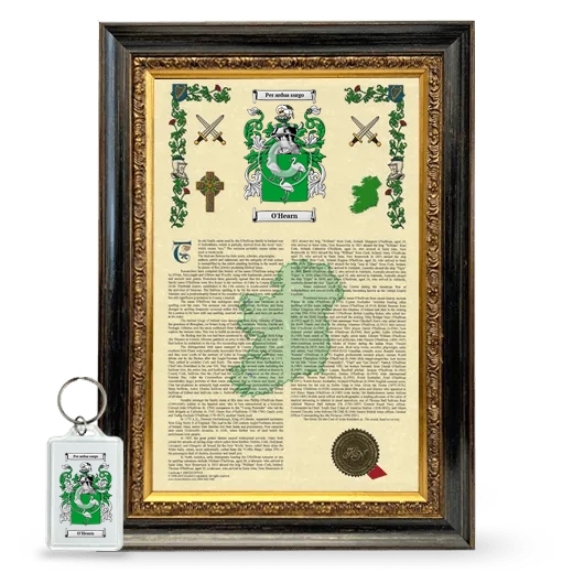 O'Hearn Framed Armorial History and Keychain - Heirloom