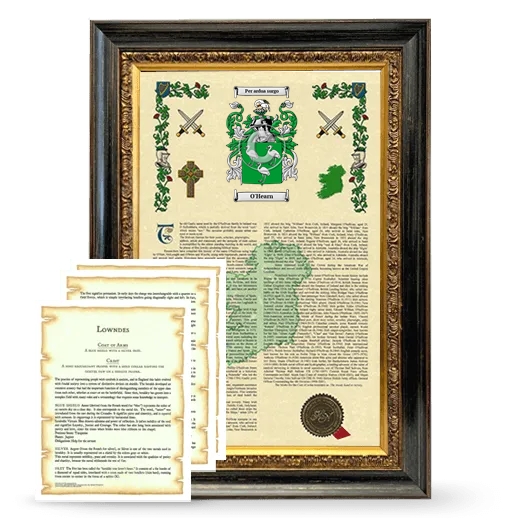 O'Hearn Framed Armorial History and Symbolism - Heirloom