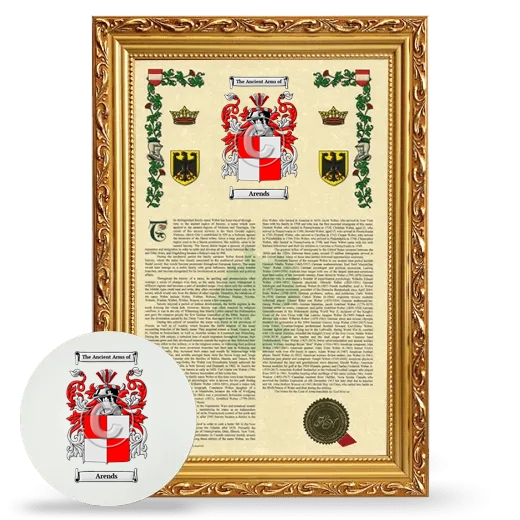 Arends Framed Armorial History and Mouse Pad - Gold