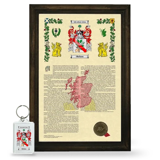 Okeham Framed Armorial History and Keychain - Brown
