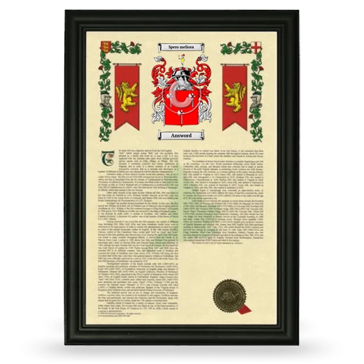 Answord Armorial History Framed - Black