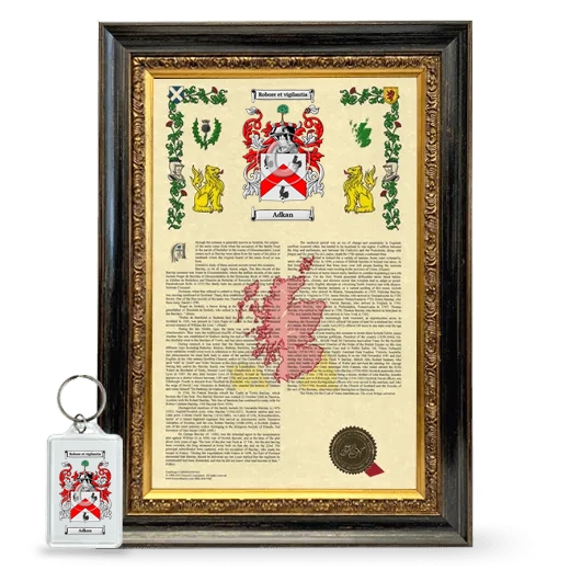 Adkan Framed Armorial History and Keychain - Heirloom