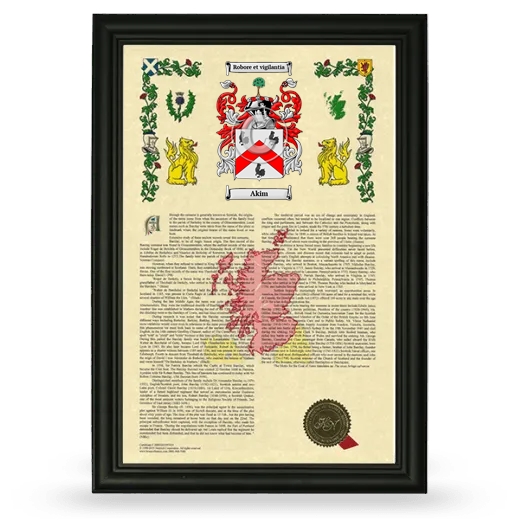 Akim Armorial History Framed - Black