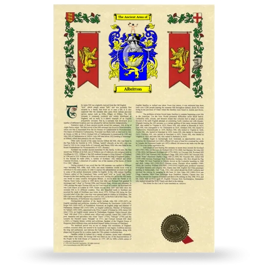 Albritton Armorial History with Coat of Arms