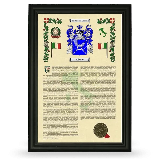 Alberto Armorial History Framed - Black