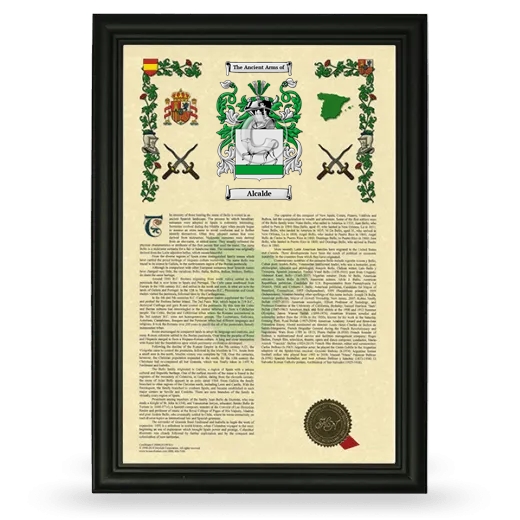 Alcalde Armorial History Framed - Black