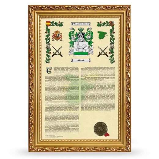 Alcalde Armorial History Framed - Gold