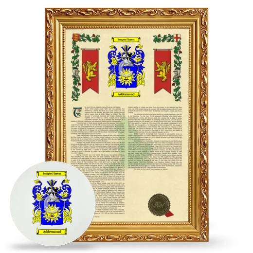 Addermand Framed Armorial History and Mouse Pad - Gold