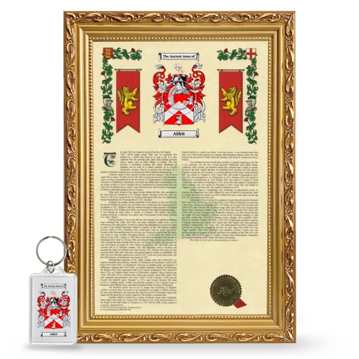 Aldrit Framed Armorial History and Keychain - Gold