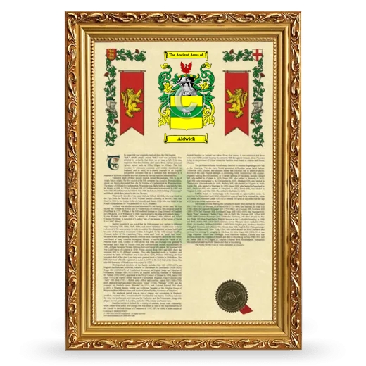 Aldwick Armorial History Framed - Gold