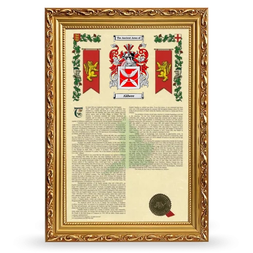 Aldwee Armorial History Framed - Gold