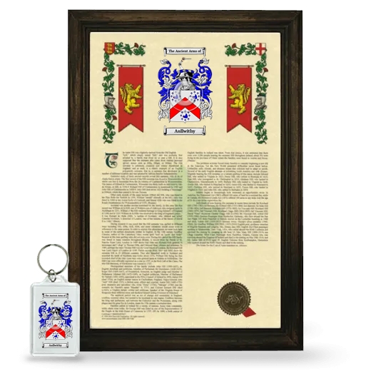 Aullwithy Framed Armorial History and Keychain - Brown