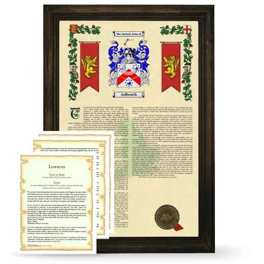 Aullworth Framed Armorial History and Symbolism - Brown