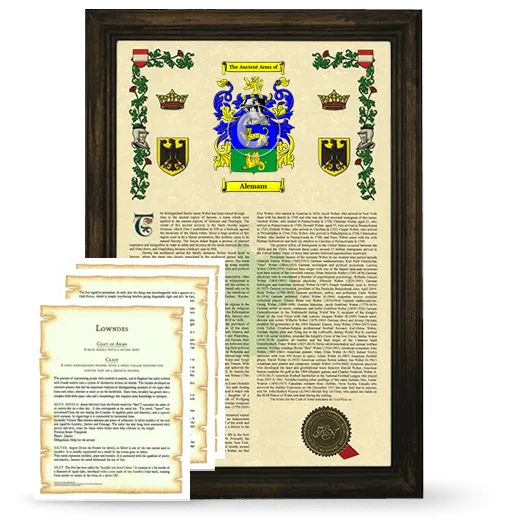 Alemans Framed Armorial History and Symbolism - Brown