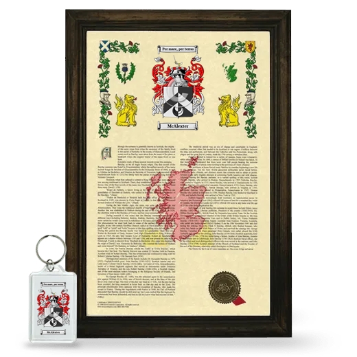 McAlexter Framed Armorial History and Keychain - Brown