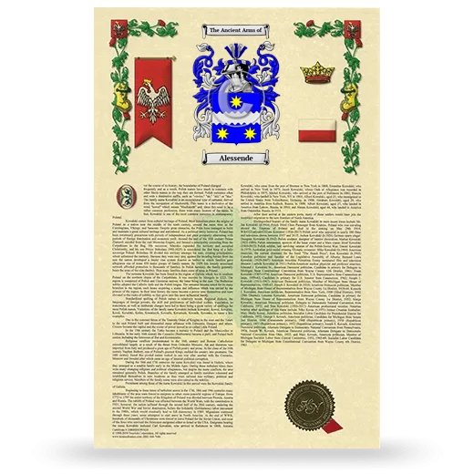 Alessende Armorial History with Coat of Arms