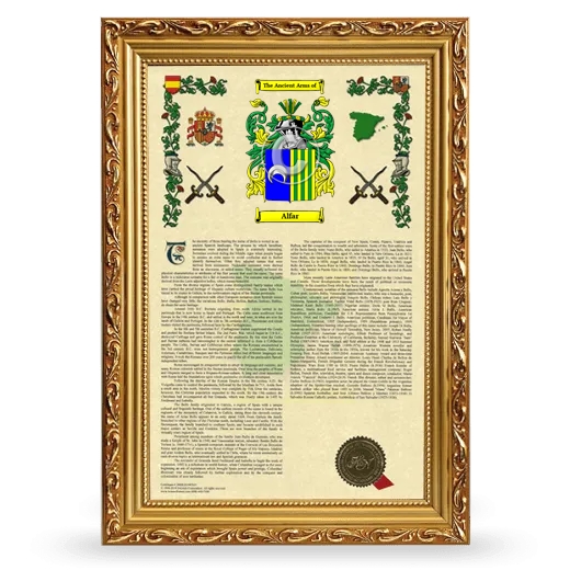 Alfar Armorial History Framed - Gold