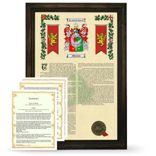 Allerstan Framed Armorial History and Symbolism - Brown