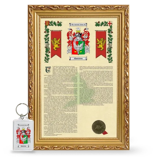 Aluersten Framed Armorial History and Keychain - Gold